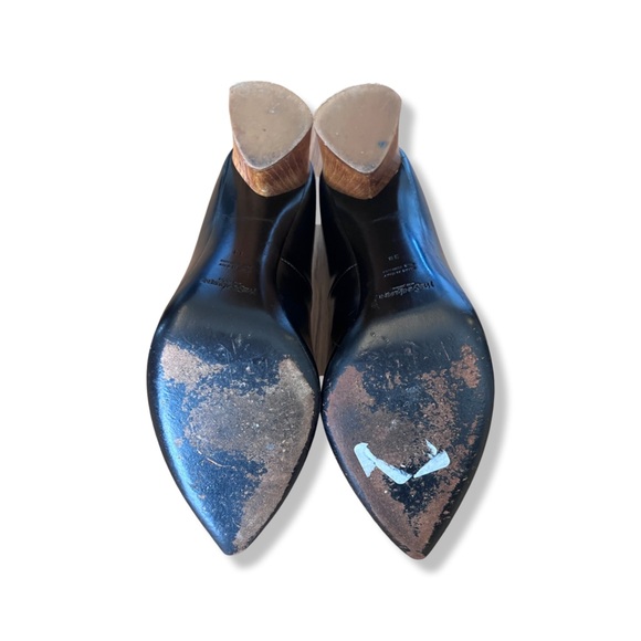 Yves Saint Laurent Black Leather Pumps with Wooden Heels - Picture 8 of 8